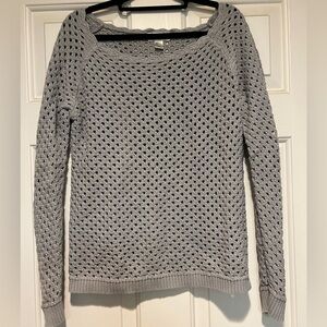 LOFT Light Gray Open-Knit Sweater